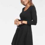 schwarzes kleid knielang schlicht