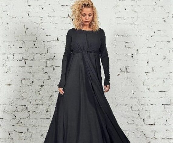 schwarzes langarm kleid